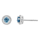 December Birthstone Earrings: 14K White Gold Diamond And Swiss Blue Topaz Earrings