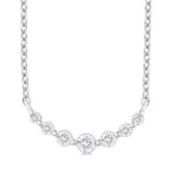 Sterling Silver Natural Diamonds Curved Bar Necklace