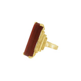 JT ESTATE 14K Yellow Gold Rectangular Carnelian Geometric Ring