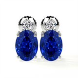 14K White Gold Sapphires Drop Earrings