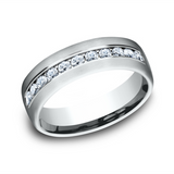 14K White Gold 'The Mozart' Satin Finish 7.5mm Diamond Wedding Band