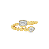 14K Yellow Gold Bypass Natural Diamonds Ring