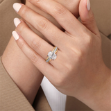 14K Two-Tone 'Feah' Wide Band Oval Natural Diamonds Engagement Ring