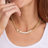 18K Yellow Gold Overlay Cubic Zirconia Cuban Chain Necklace