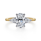 14K Yellow And White Gold 'Sima' Three Stone Oval Diamond Engagement Ring