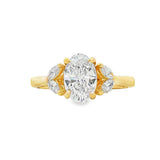 14K Yellow Gold 'Dani' Floral Oval Natural Diamonds Engagement Ring