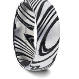 Black Domed Brushed Damascus Steel ‘Stark’ Vivid Etched Design 6mm Men’s Wedding Band