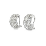 14K White Gold Small Hoop Natural Diamonds Earrings