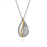 Sterling Silver And 14K Yellow Gold Bujukan Teardrop Pendant Necklace