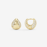 18K Yellow Gold Overlay 'Lil Norah' Pavé Cubic Zirconia Huggie Earrings