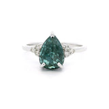 14K White Gold Classic Natural Irradiated Blue Diamond Ring