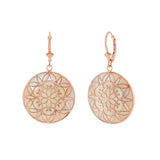 JT ESTATE 14K Rose Gold Mother Of Pearl Dangle Disc Earrings