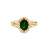 14K Yellow Gold Oval Russalite And Diamond Halo Ring