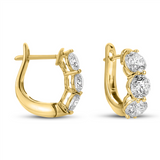 18K Yellow Gold 25Mm Round Huggie Natural Diamonds Hoop Earrings