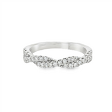 14K White Gold Twist Natural Diamonds Band