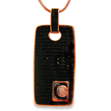 JT ESTATE Italian Bronze Black Spinel Dog Tag Pendant