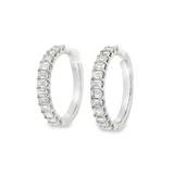 14K White Gold 25Mm Round Contemporary Natural Diamonds Hoop Earrings