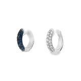 14K White Gold Sapphires Reversible Huggie Earrings