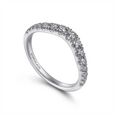 14K White Gold Curved French Pavé Set Diamond Wedding Band