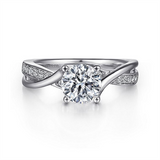 14K White Gold 'Aleesa' Twist Round Diamond Engagement Ring
