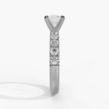 14K White Gold Classic Round Natural Diamonds Engagement Ring