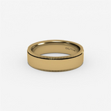 14K Yellow Gold Milgrain Edge Straight Wedding Band Ring