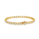 14K Yellow Gold Bezel Set Natural Diamond Tennis Bracelet