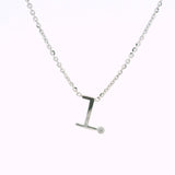 14K White Gold 'L' Initial Diamond Necklace with a .02ct natural diamond