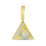 14K Yellow Gold Opal And Diamond Triangular Pendant