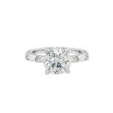 Platinum White Gold 2.57Ct Round Lab Grown Diamonds Contemporary Engagement Ring