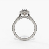 14K White Gold Halo Oval Natural Diamonds Engagement Ring