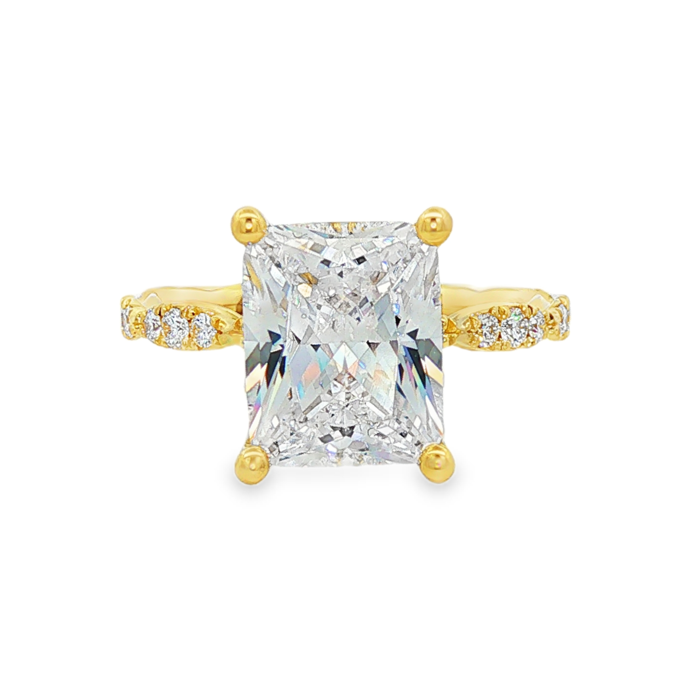 14K Yellow Gold Josephie Classic Radiant Natural Diamonds Engagement Ring