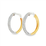 14K Yellow And White Gold 15Mm Round Half Lab Grown Diamonds Hoop Earrings