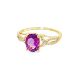 14K Yellow Gold Oval Amethyst Classic Ring