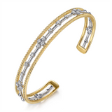 14K Yellow And White Gold Natural Diamonds Bujukan Cuff Bracelet