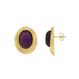 JT ESTATE 14K Yellow Gold Amethyst Swirled Detail Earrings