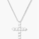Silver Overlay 'Oh She Fancy' Cubic Zirconia Cross Pendant