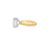 14K Yellow And White Gold Hidden Halo Radiant Diamond Engagement Ring