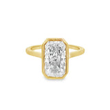 14K Yellow Gold 3.07Ct Rectangular Lab Grown Diamonds Solitaire Engagement Ring