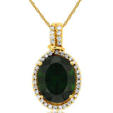 14K Yellow Gold Russalite And Diamond Halo Pendant