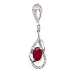 14K White Gold Ruby And Diamond Free Form Pendant