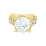 18K Yellow Gold Hidden Halo Round Natural Diamonds Natural Diamonds Engagement Ring