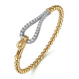 14K Yellow And White Gold Diamond Stirrup Bujukan Bangle