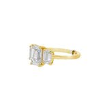 14K Yellow Gold 2.05Ct Emerald Cut Lab Grown Diamonds Three Stone Engagement Ring