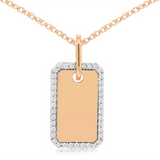 14K Yellow Gold Natural Diamonds Halo Dog Tag Pendant