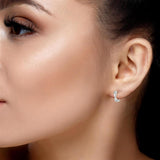 10K White Gold Twisted Huggie Hoop Earrings