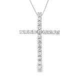 14K White Gold Diamond Cross Pendant Necklace