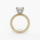 14K Yellow And White Gold Hidden Halo Radiant Natural Diamond Engagement Ring