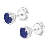 14K White Gold Sapphires Stud Earrings