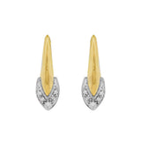 JT ESTATE 14K Yellow And White Gold Sharp Hook Natural Diamond Hoops